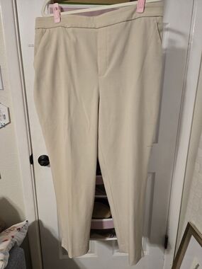 Banana Republic Cream Straight-Leg Work Trousers